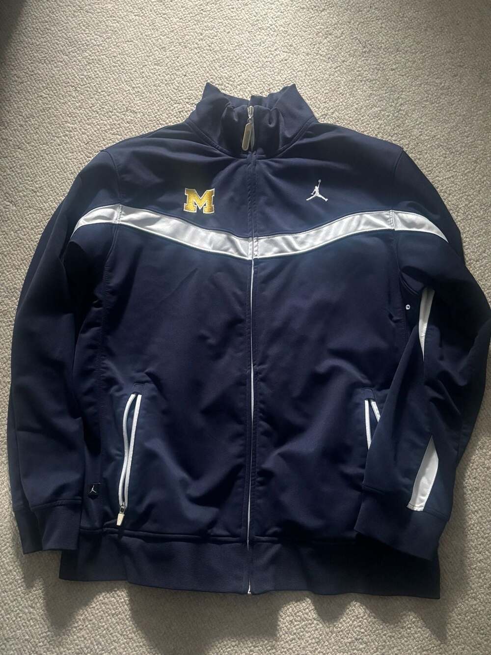 Jordan Michigan Wolverines Track Jacket Medium Blue White Full Zip